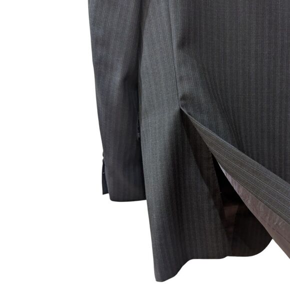 Canali Super 120's Italy Men's EU 50R Black Wool Pinstripe Blazer Three Button - Picture 6 of 11